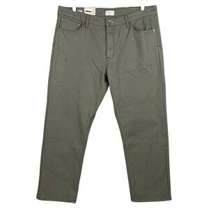 NWT Weatherproof Vintage Men Bonded Fleece Lined Green Canvas Pant 40x30 Regular